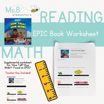 Preview of Measuring Worksheet | Math and Reading | EPIC Books: How Tall? How Wide?
