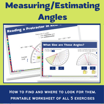 Preview of Measuring and Estimating Angles Review with worksheet