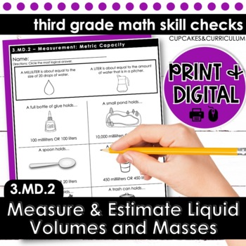Preview of Measuring and Estimating Liquid Volumes and Masses | Third Grade Math 3.MD.2