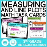 3rd Grade Measuring and Line Plots Task Cards Inches and C