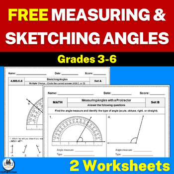 Preview of Measuring and Sketching/Drawing Angles with a Protractor Worksheets Freebie
