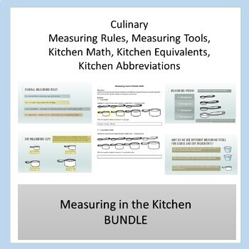 Preview of Kitchen Math: Kitchen Measurements Teacher Slides , Student Work Packets BUNDLE