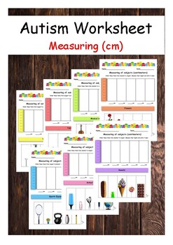 Preview of Measuring of subjects (centimeters). Autism worksheets.