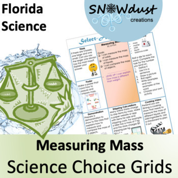 Preview of Measuring the Mass of Matter: Florida Science Choice Board 3rd grade