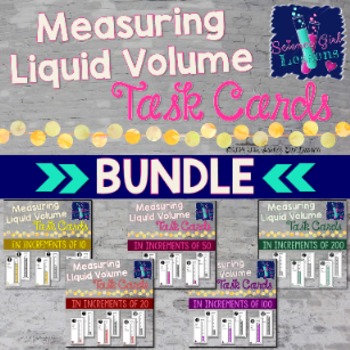 Preview of (Graduated Cylinders) Measuring Liquid Volume - Task Cards BUNDLE