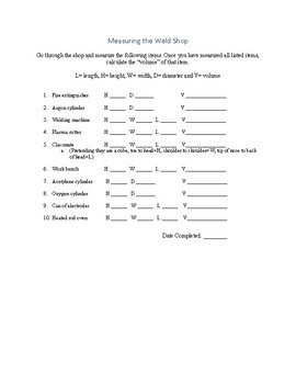 Preview of Measuring the Weld Shop Exercise