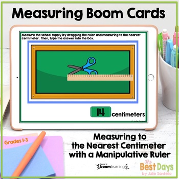 Preview of Measuring to the Nearest Centimeter Moveable Ruler Boom Cards Distance Learning