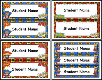 Super Hero Themed Desk Name Tags EDITABLE by The Dollar Store by Danie Dee