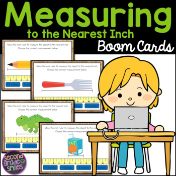 Preview of Measuring to the Nearest Inch Boom Cards