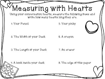 Preview of Measuring with Conversation Hearts: Valentine's Day Math Activity