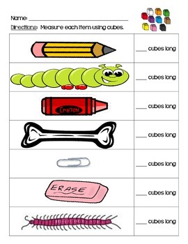 Preview of Measuring with Cubes - Worksheet and EASEL Activity