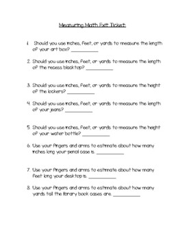 Preview of Measuring with Different Units Exit Ticket