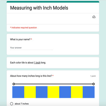 Preview of Measuring with Inch Models Google Form Assessment