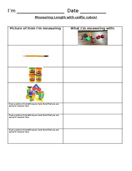 Cube Measuring Objects Worksheet by ATeachingBear