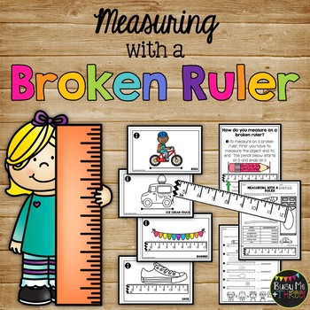 Preview of Measuring with a Broken Ruler Task Cards | Posters | Worksheets 2nd Grade