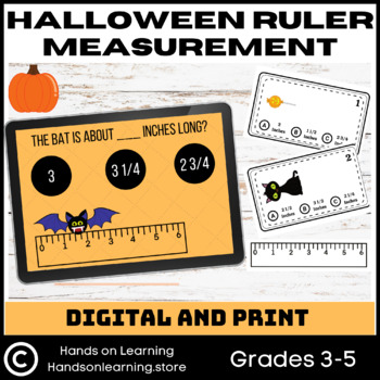 Preview of Measuring with a Ruler Halloween Edition Digital and Printable Task Cards