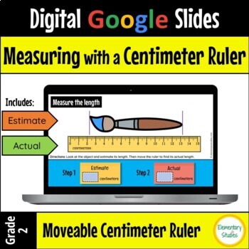 Preview of Measuring with a ruler in Centimeters - Digital Google Slides