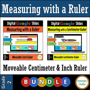 Preview of Measuring with a ruler in Inches and Centimeters - Digital Google Slides Bundle