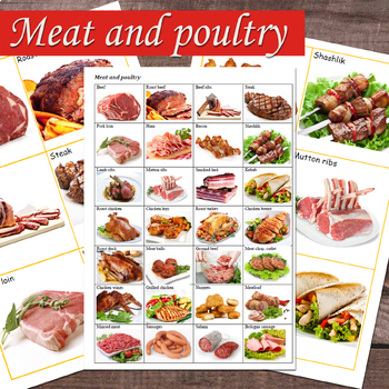 Meat and poultry flashcards (vocabulary worksheet) by Valerie Fabre