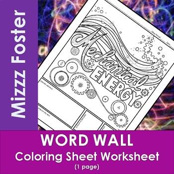 Preview of Mechanical Energy Word Wall Coloring Sheet (1 pg.)
