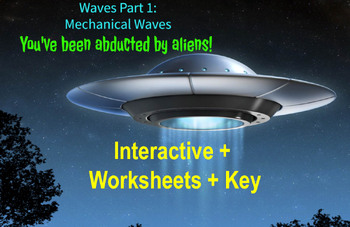 Preview of Mechanical Waves: Abducted by Aliens! Interactive + Worksheet + Key