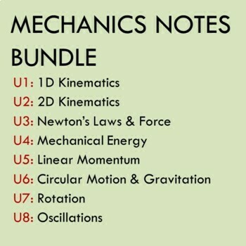 Preview of Mechanics Notes Bundle