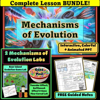 Preview of Mechanisms Of Evolution Complete Lesson Resource BUNDLE (PPT, Notes, Labs)