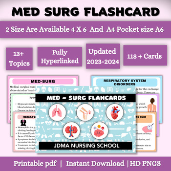 Preview of Med-Surg Flash Card with Hyperlinked | 118+FlashCard | Med-Surg Study Note