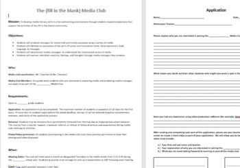 Preview of Media Club or AV Club charter Document and Application