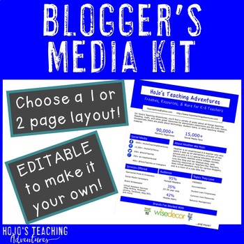 Teacherpreneur Blogger Media Kit by HoJo's Teaching Adventures | TPT