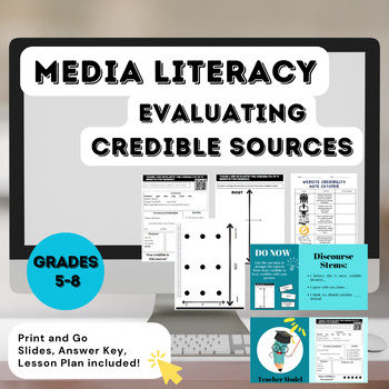 Preview of Media Literacy Credible Sources Evaluating Website Effective Research Skills 5-8
