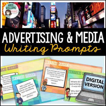 Preview of Media Literacy DIGITAL Writing Prompts - Advertising and Social Media