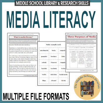 Preview of Media Literacy Lesson -  Middle School Library and Research Skills Printable