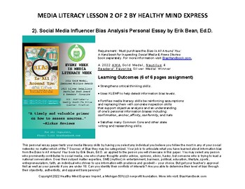 Preview of Media Literacy: Social Media Influencer Bias Analysis Personal Essay