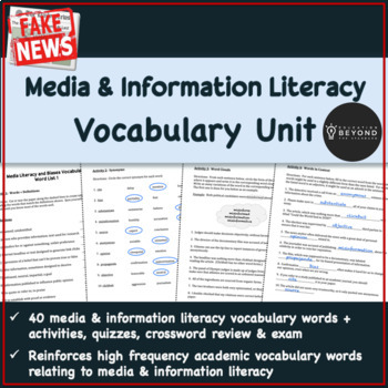 Preview of Media Literacy Vocabulary Unit | High Frequency Academic Vocabulary Activities
