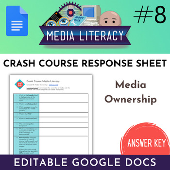 Preview of Media Ownership: Crash Course Media Literacy Episode #8 Response Sheet