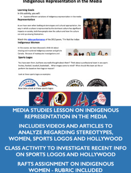Preview of Media Studies - Indigenous Representation in the Media - LESSON 4