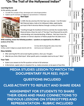 Preview of Media Studies - Reel Injun film analysis - Indigenous representation - LESSON 5