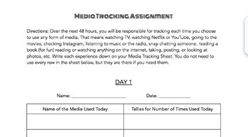 Preview of Media Usage Tracking Assignment & Reflection Writing