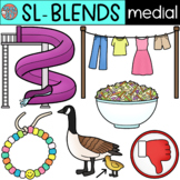 Medial SL- Blends Clip Art for Speech Therapy and Phonics