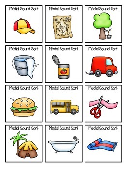 Medial Sound - Sound Sort by Mrs N's Classroom | TpT