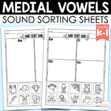 Short Vowels - Medial Sounds Sorting Worksheets for Kinder