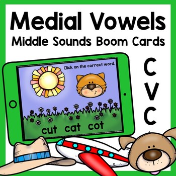 Preview of Medial Vowel CVC Boom Cards | Middle Sounds Boom Cards