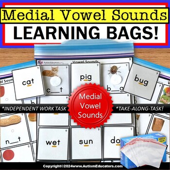 Preview of Medial Vowel Sounds Learning Bag for Special Education and Autism