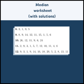 Preview of Median  worksheet (with solutions)
