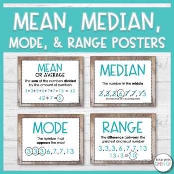 Sammenhængende Pacific Udlænding Mean, Median, Mode, and Range Posters by Keep Your Chin Up | TPT