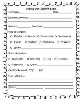 mediation report form by life on the fly school counselor tpt