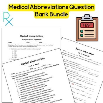 Preview of Medical Abbreviations Question Bank Bundle