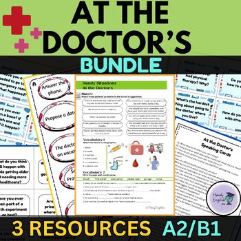 Preview of Medical English Speaking Cards Lesson Plan Dialogues ESL A2 B1 ELA