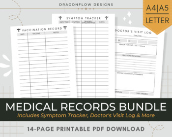 Preview of Medical & Healthcare Records Printable, Doctor Visit, Medication Tracker Journal